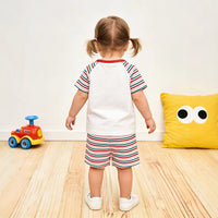 Load image into Gallery viewer, 2 Pieces Set Baby Kid Girls Striped Letters T-Shirts And Shorts Wholesale 26040215
