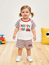 Load image into Gallery viewer, 2 Pieces Set Baby Kid Girls Striped Letters T-Shirts And Shorts Wholesale 26040215
