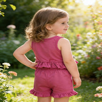 Load image into Gallery viewer, 2 Pieces Set Baby Kid Girls Flower Embroidered Tank Tops And Solid Color Shorts Wholesale 26040216
