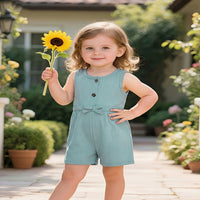 Load image into Gallery viewer, Baby Kid Girls Solid Color Bow Rompers Wholesale 26040217
