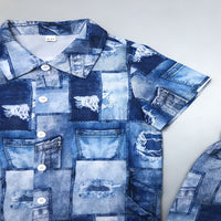 Load image into Gallery viewer, 2 Pieces Set Baby Kid Boys Solid Color Checked Shirts And Shorts Wholesale 26040218
