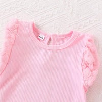 Load image into Gallery viewer, 3 Pieces Set Baby Kid Girls Solid Color Rompers Letters Love heart Pants And Headwear Wholesale 26040219
