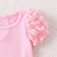 Load image into Gallery viewer, 3 Pieces Set Baby Kid Girls Solid Color Rompers Letters Love heart Pants And Headwear Wholesale 26040219
