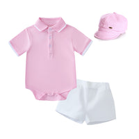 Load image into Gallery viewer, 3 Pieces Set Baby Boys Solid Color Rompers Shorts And Hats Wholesale 26040224
