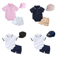 Load image into Gallery viewer, 3 Pieces Set Baby Boys Solid Color Rompers Shorts And Hats Wholesale 26040224
