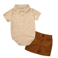 Load image into Gallery viewer, 2 Pieces Set Baby Kid Boys Solid Color Rompers And Shorts Wholesale 26040225
