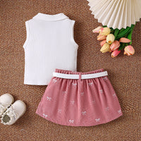 Load image into Gallery viewer, 2 Pieces Set Baby Kid Girls Solid Color Bow Tank Tops And Skirts Wholesale 26040232
