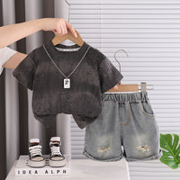 Load image into Gallery viewer, 2 Pieces Set Baby Kid Boys Solid Color T-Shirts And Shorts Wholesale 26040237
