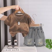 Load image into Gallery viewer, 2 Pieces Set Baby Kid Boys Solid Color T-Shirts And Shorts Wholesale 26040237
