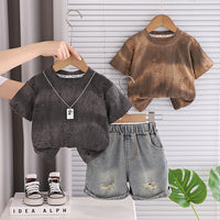 Load image into Gallery viewer, 2 Pieces Set Baby Kid Boys Solid Color T-Shirts And Shorts Wholesale 26040237
