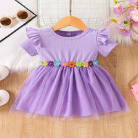 Load image into Gallery viewer, Baby Kid Girls Solid Color Flower Dresses Wholesale 26051101
