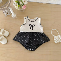 Load image into Gallery viewer, 2 Pieces Set Baby Kid Girls Bow Tank Tops And Polka dots Shorts Wholesale 26051104
