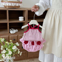 Load image into Gallery viewer, 2 Pieces Set Baby Kid Girls Checked Tank Tops Flower And Embroidered Shorts Wholesale 26051107
