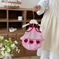 Load image into Gallery viewer, 2 Pieces Set Baby Kid Girls Checked Tank Tops Flower And Embroidered Shorts Wholesale 26051107
