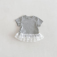 Load image into Gallery viewer, Baby Kid Girls Multi Layer Lace Hem Short Sleeve T-Shirts Wholesale 26051111

