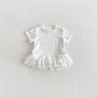 Load image into Gallery viewer, Baby Kid Girls Multi Layer Lace Hem Short Sleeve T-Shirts Wholesale 26051111
