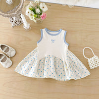Load image into Gallery viewer, Baby Kid Girls Bow Embroidery Polka Dot Sleeveless Dress Wholesale 26051112
