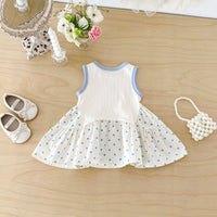 Load image into Gallery viewer, Baby Kid Girls Bow Embroidery Polka Dot Sleeveless Dress Wholesale 26051112
