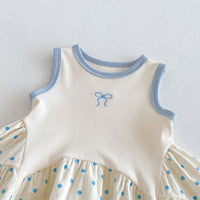 Load image into Gallery viewer, Baby Kid Girls Bow Embroidery Polka Dot Sleeveless Dress Wholesale 26051112
