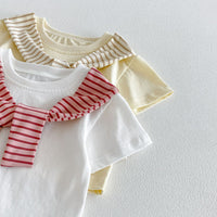 Load image into Gallery viewer, 2 Pieces Set Baby Kid Girls Solid Color Tops And Striped Pants Wholesale 26051113
