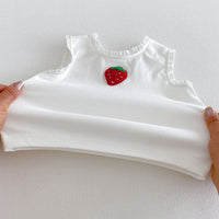 Load image into Gallery viewer, 2 Pieces Set Baby Kid Girls Strawberry Embroidery Lace Trim Tank Top And Balloon Shorts Wholesale 26051114
