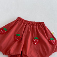 Load image into Gallery viewer, 2 Pieces Set Baby Kid Girls Strawberry Embroidery Lace Trim Tank Top And Balloon Shorts Wholesale 26051114
