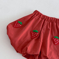 Load image into Gallery viewer, 2 Pieces Set Baby Kid Girls Strawberry Embroidery Lace Trim Tank Top And Balloon Shorts Wholesale 26051114
