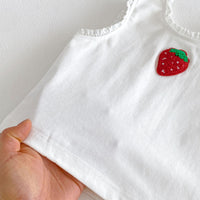 Load image into Gallery viewer, 2 Pieces Set Baby Kid Girls Strawberry Embroidery Lace Trim Tank Top And Balloon Shorts Wholesale 26051114
