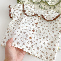 Load image into Gallery viewer, 2 Pieces Set Baby Kid Girls Floral Print Peter Pan Collar Blouse And Suspender Bloomer Shorts Wholesale 26051115
