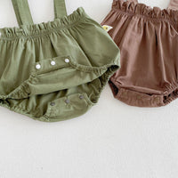 Load image into Gallery viewer, 2 Pieces Set Baby Kid Girls Floral Print Peter Pan Collar Blouse And Suspender Bloomer Shorts Wholesale 26051115
