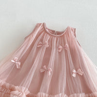 Load image into Gallery viewer, Baby Kid Girls Solid Pink Bow Decor Tulle Sleeveless Dresses Wholesale 26051116
