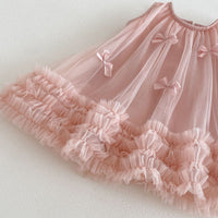 Load image into Gallery viewer, Baby Kid Girls Solid Pink Bow Decor Tulle Sleeveless Dresses Wholesale 26051116
