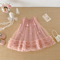 Load image into Gallery viewer, Baby Kid Girls Solid Pink Bow Decor Tulle Sleeveless Dresses Wholesale 26051116
