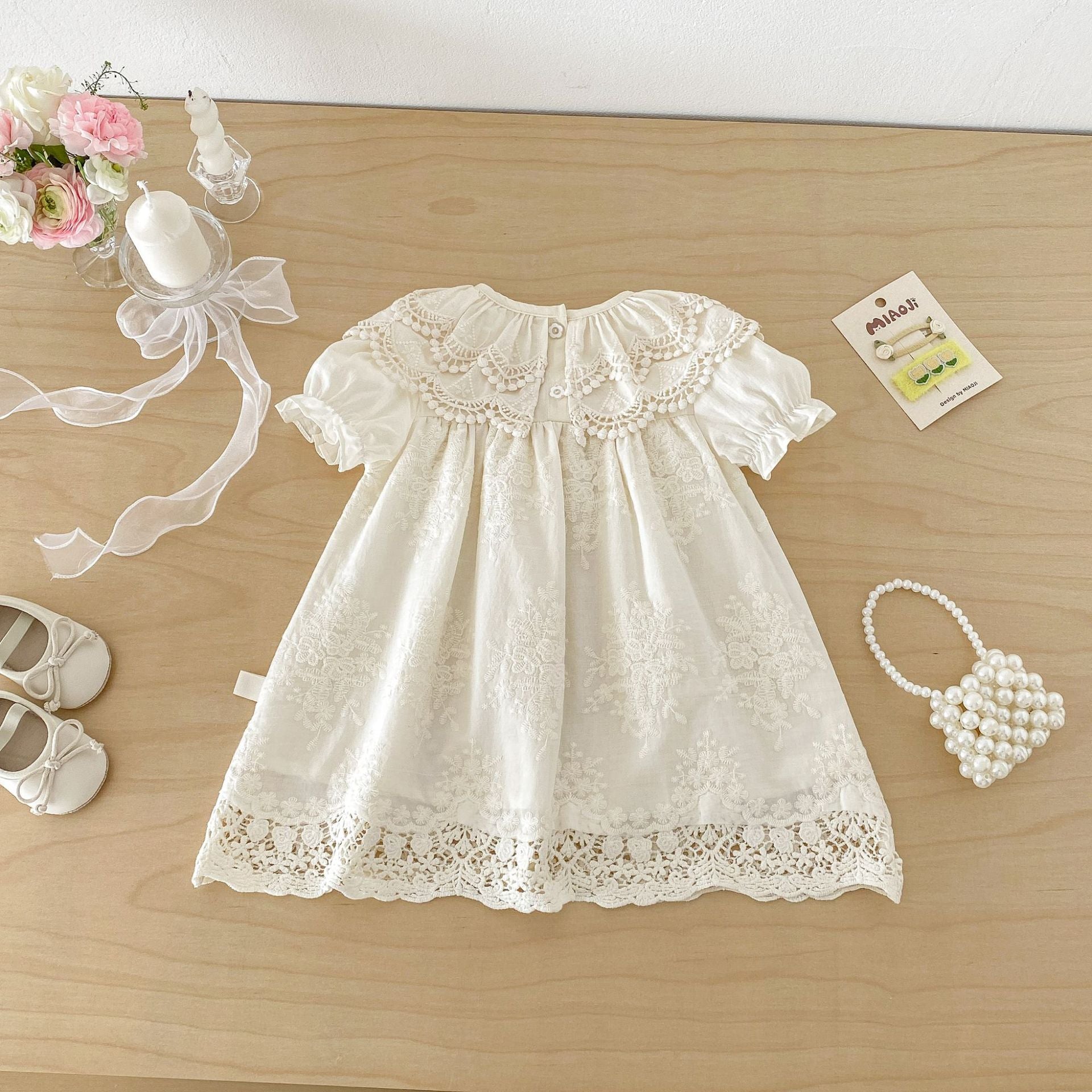 Baby Kid Girls Solid Color Lace Dresses Wholesale 26051118
