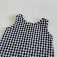 Load image into Gallery viewer, 2 Pieces Set Baby Kid girls Black White Gingham Ruffle Sleeveless Top And Wide Leg Cropped Pants Wholesale 26051119
