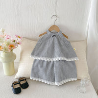 Load image into Gallery viewer, 2 Pieces Set Baby Kid Girls Checked Tank Tops And Pants Wholesale 26051121
