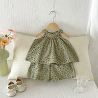 Load image into Gallery viewer, 2 Piece Baby Girls Flower Print Tank Tops and Shorts Set Wholesale 26051122

