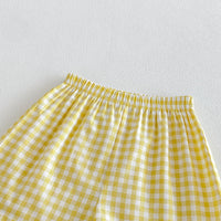 Load image into Gallery viewer, 2 Pieces Set Baby Kid Girls Solid Color Checked Tank Tops And Shorts Wholesale 26051123
