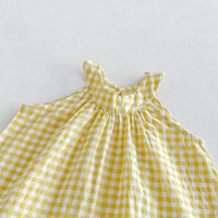 Load image into Gallery viewer, 2 Pieces Set Baby Kid Girls Solid Color Checked Tank Tops And Shorts Wholesale 26051123
