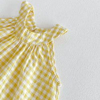 Load image into Gallery viewer, 2 Pieces Set Baby Kid Girls Solid Color Checked Tank Tops And Shorts Wholesale 26051123
