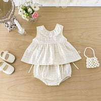 Load image into Gallery viewer, Girls Sweet Lace Trim Tank Top and Bloomer Pants Set - 2 Piece Summer Outfit Wholesale 26051124
