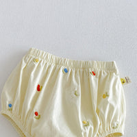 Load image into Gallery viewer, 2 Pieces Set Baby Kid Girls Fruit Embroidery Ruffle Sleeveless Top And Bloomer Shorts Wholesale  26051125
