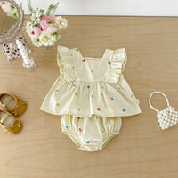 Load image into Gallery viewer, 2 Pieces Set Baby Kid Girls Fruit Embroidery Ruffle Sleeveless Top And Bloomer Shorts Wholesale  26051125
