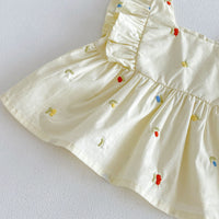 Load image into Gallery viewer, 2 Pieces Set Baby Kid Girls Fruit Embroidery Ruffle Sleeveless Top And Bloomer Shorts Wholesale  26051125
