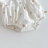 Load image into Gallery viewer, Baby Girls Lace Ruffle Sleeveless Rompers, Cute Orange Fruit Print Summer Bodysuit Wholesale 26051126

