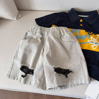 Load image into Gallery viewer, Boys Summer Distressed Denim Shorts Knee Length Jeans Wholesale 26051139
