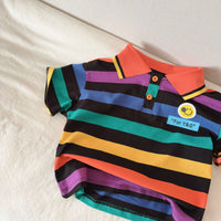 Load image into Gallery viewer, Baby Kids Boys Color Block Striped Short Sleeve Polo Shirts Summer Lapel Tops Wholesale 26051143
