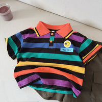 Load image into Gallery viewer, Baby Kids Boys Color Block Striped Short Sleeve Polo Shirts Summer Lapel Tops Wholesale 26051143
