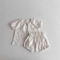Load image into Gallery viewer, 2 Pieces Set Baby Kid Girls Polka dots Checked T-Shirts And Shorts Wholesale 26061715
