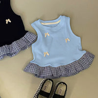Load image into Gallery viewer, Baby Kid Girls Checked Bow Tank Tops Wholesale 26061720
